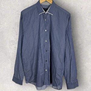 Ted Baker Long Blue Striped Long Sleeve Collared Dress‎ Shirt Mens Size 5 or XL